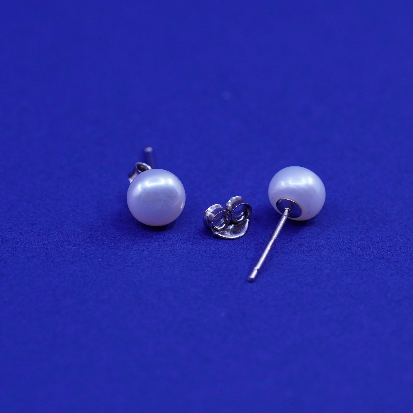 7mm, Sterling 925 silver with freshwater pearl studs earrings