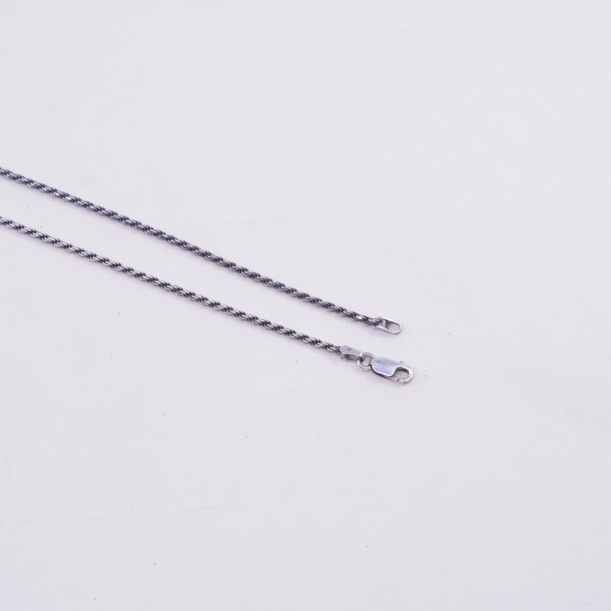 18” 1.6mm, vintage sterling silver necklace, 925 rope chain