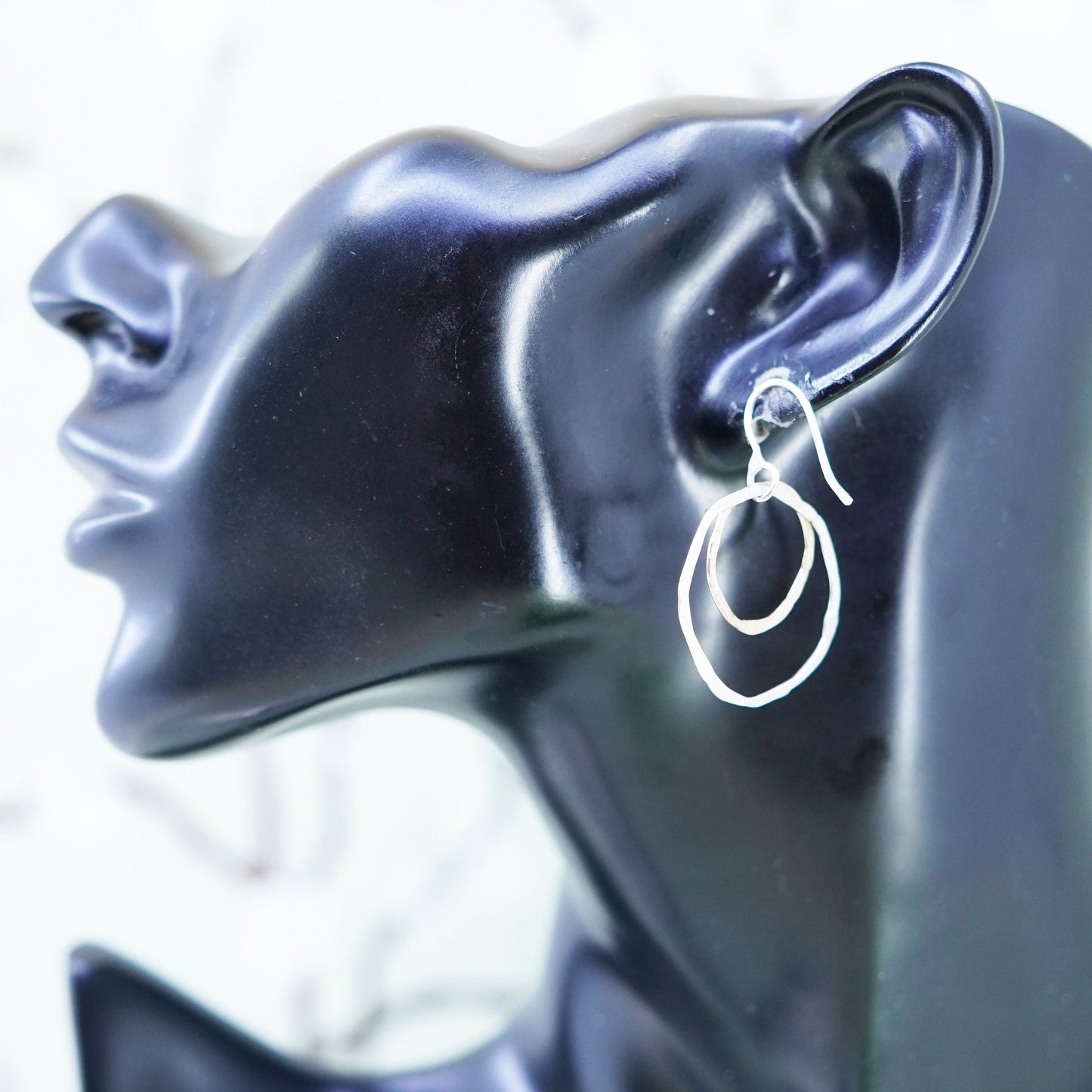 Vintage sterling silver handmade earrings, 925 matte circle dangles