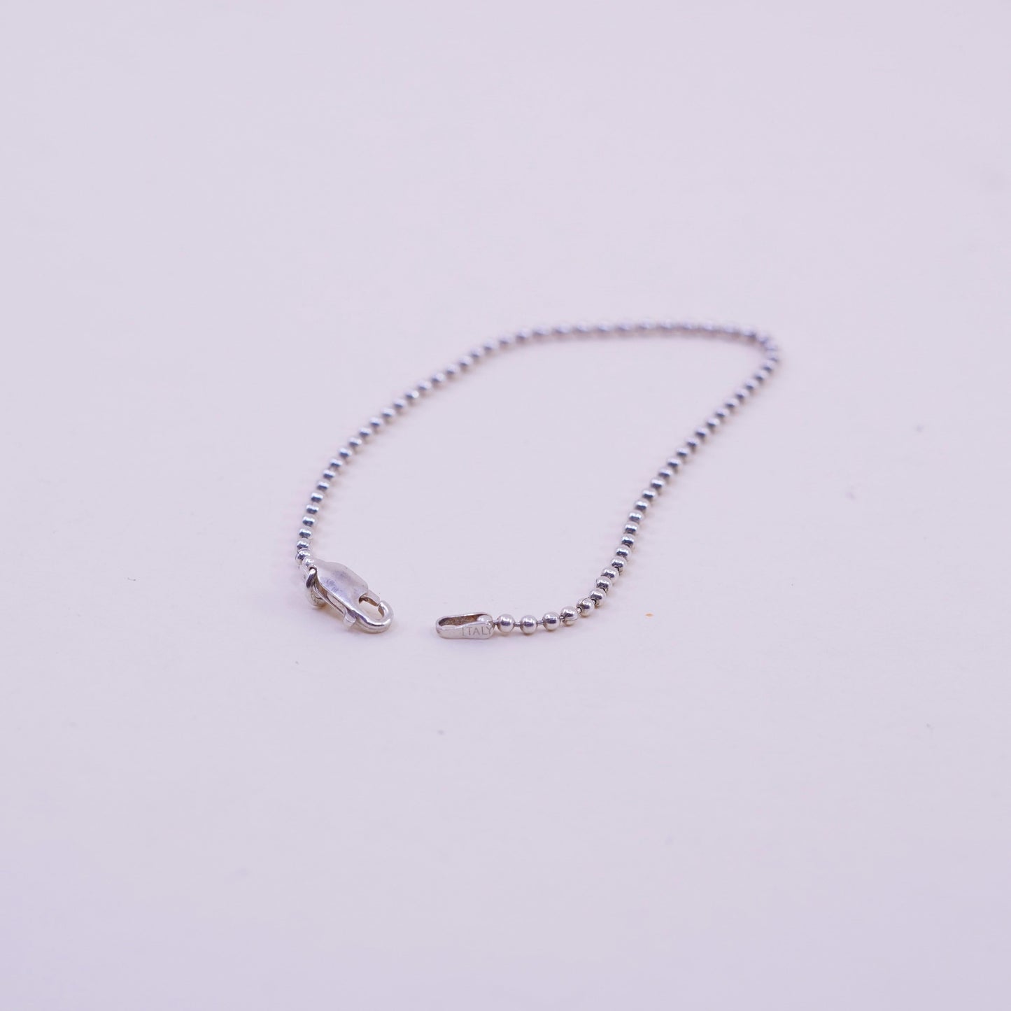 7” 1mm, Vintage Handmade sterling silver bracelet, 925 beads chain