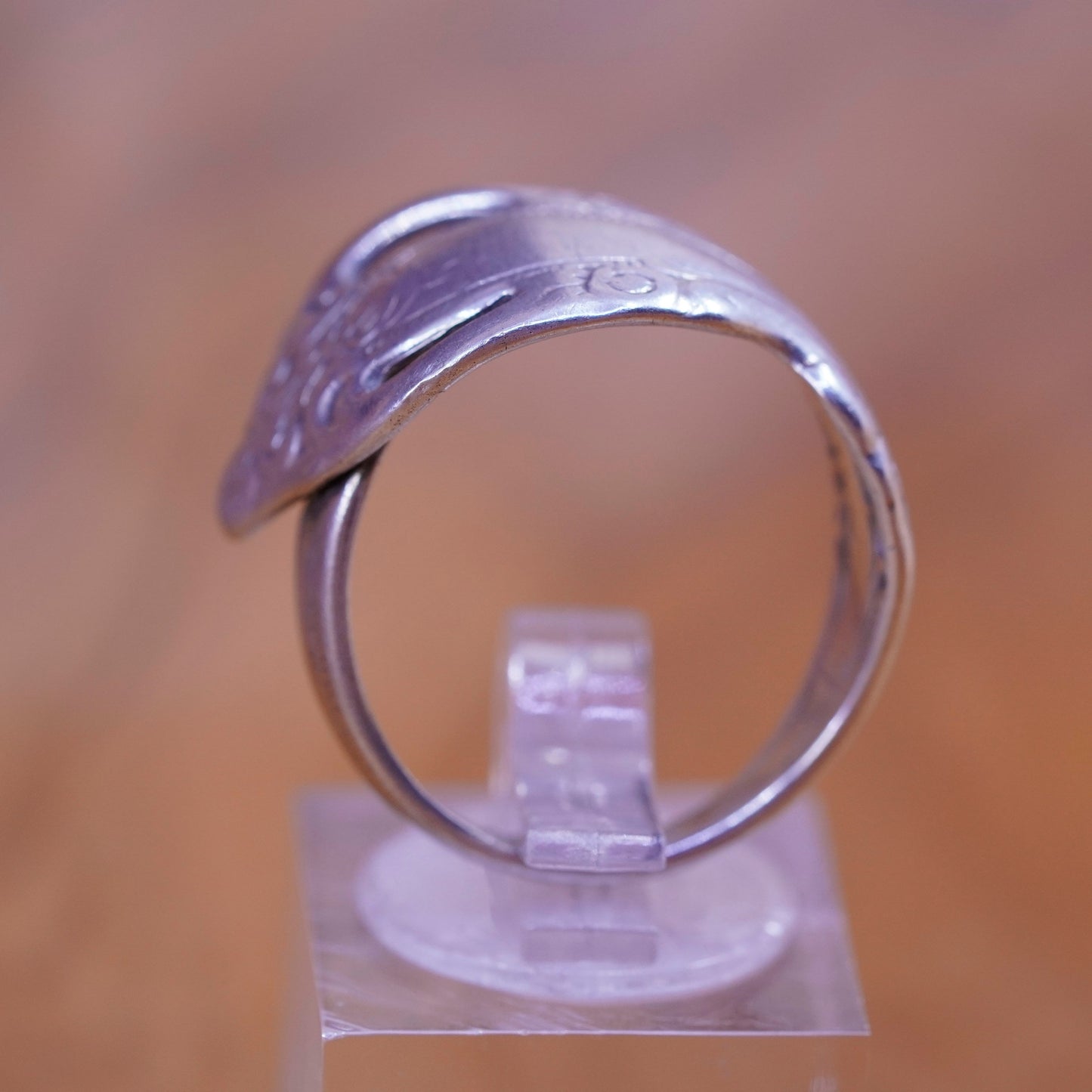 Size 8, vintage Sterling 925 silver handmade band, Sterling spoon ring