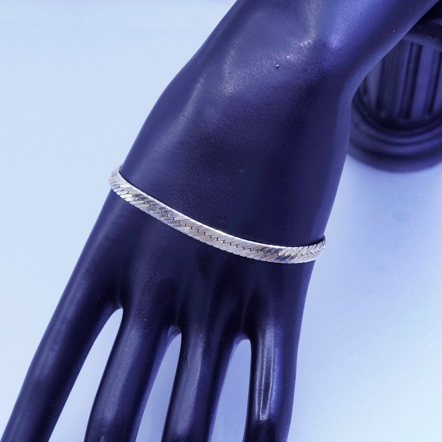 8”, Vintage Italy vermeil gold filled Sterling 925 silver herringbone bracelet