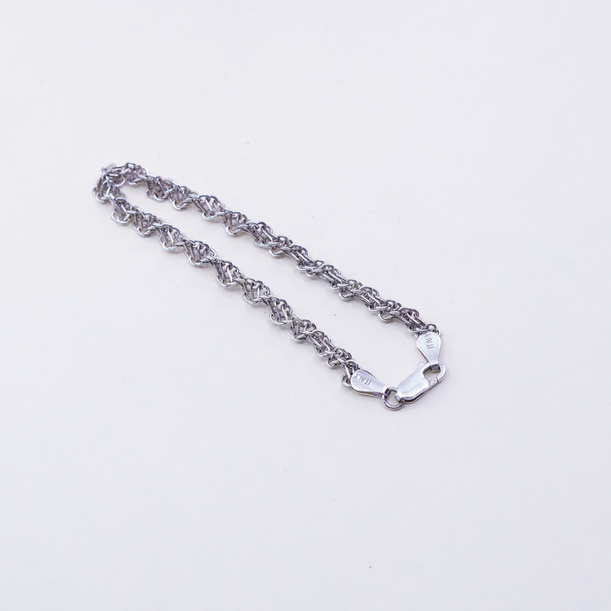 7”, 5mm, Vintage sterling 925 silver bracelet, twisted curb link bracelet