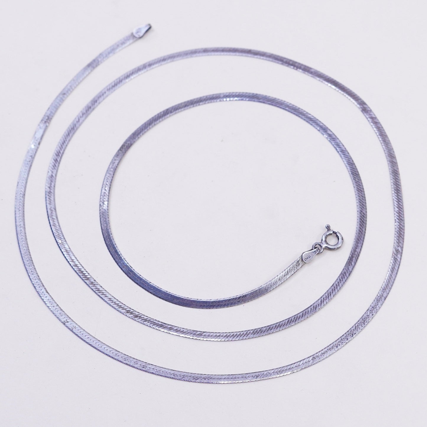 29”, 3mm, Vintage sterling silver necklace, Italy 925 herringbone chain