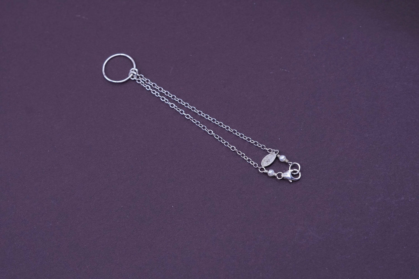 7”, MRE Sterling silver handmade charm bracelet, 925 flatten circle link chain