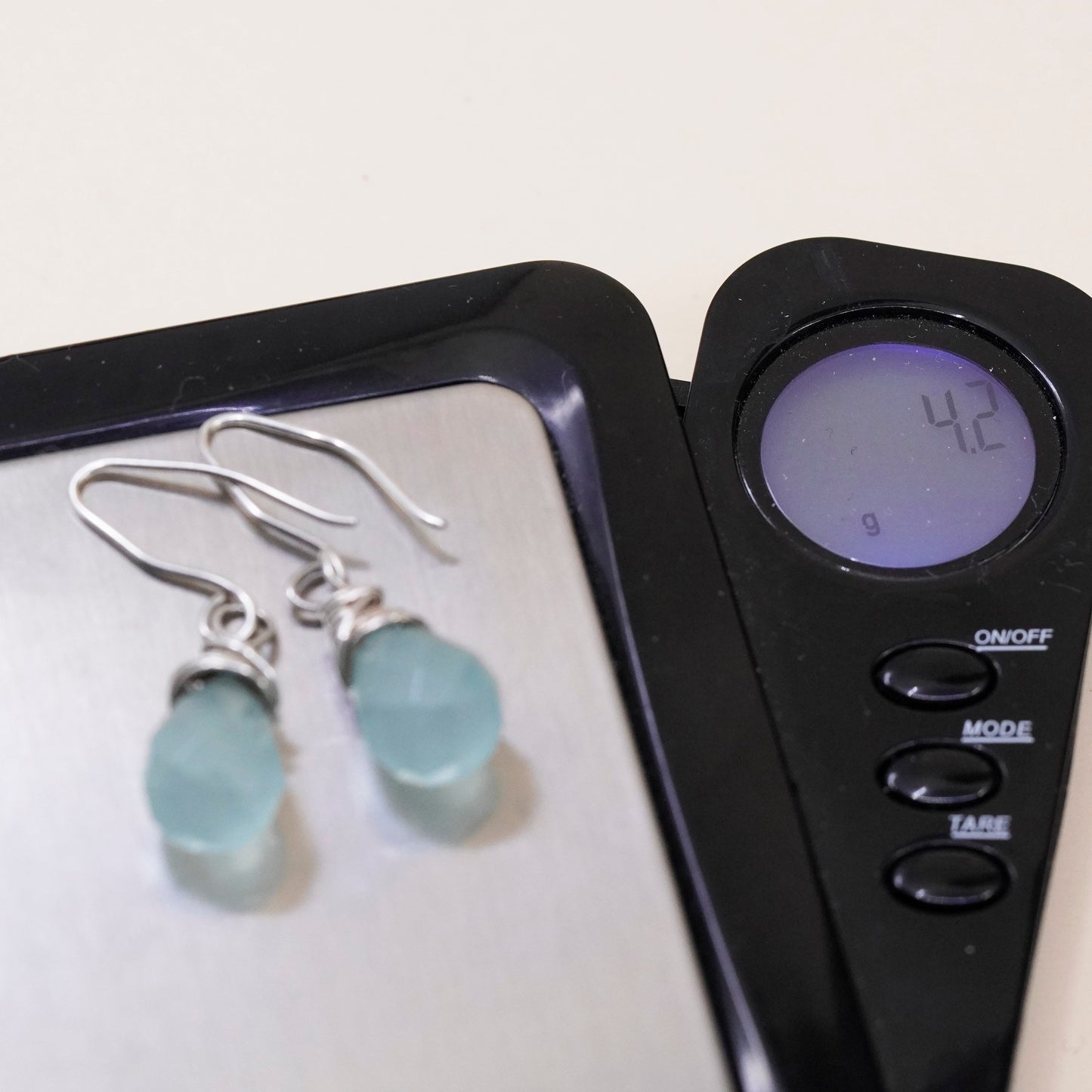 Vintage Sterling 925 silver handmade earrings with teardrop Chalcedony