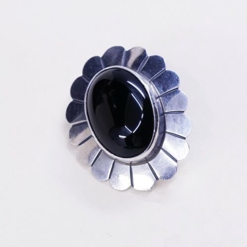 Navajo Southwestern Sterling Silver Handmade Earrings, 925 Studs W/ Obsidian