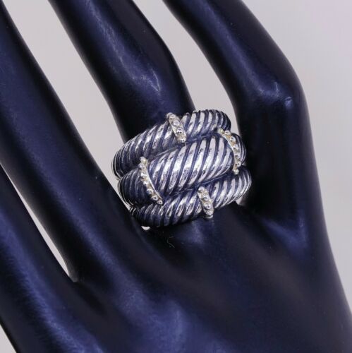 Sz 7.25, Vtg Sterling Silver Handmade Ring 925 Silver Cable Band N Beads Details
