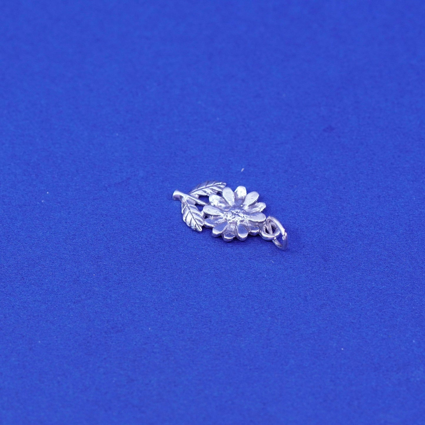 Vintage Sterling silver handmade pendant, 925 sunflower flower charm