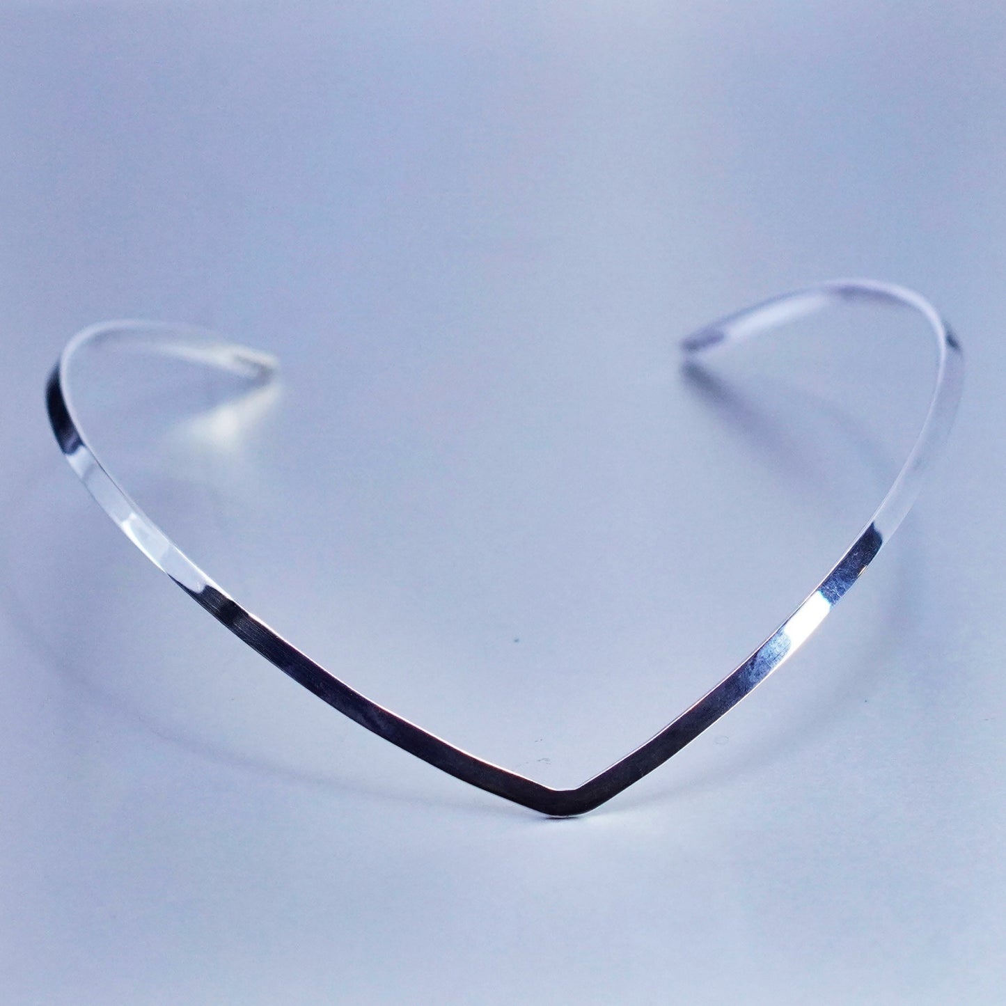 14”, VTG Mexico Sterling 925 silver handmade V shaped choker collar necklace