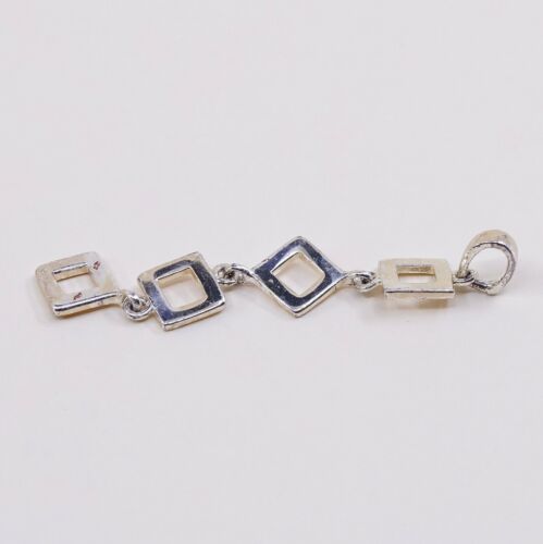 Vintage Thailand Sterling Silver Square Circle Pendant, Solid 925 Silver Charm