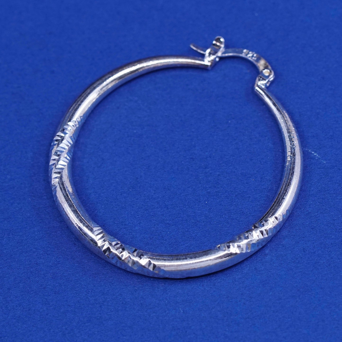 1.5”, Sterling silver handmade earrings, puffy 925 silver hoops with texture
