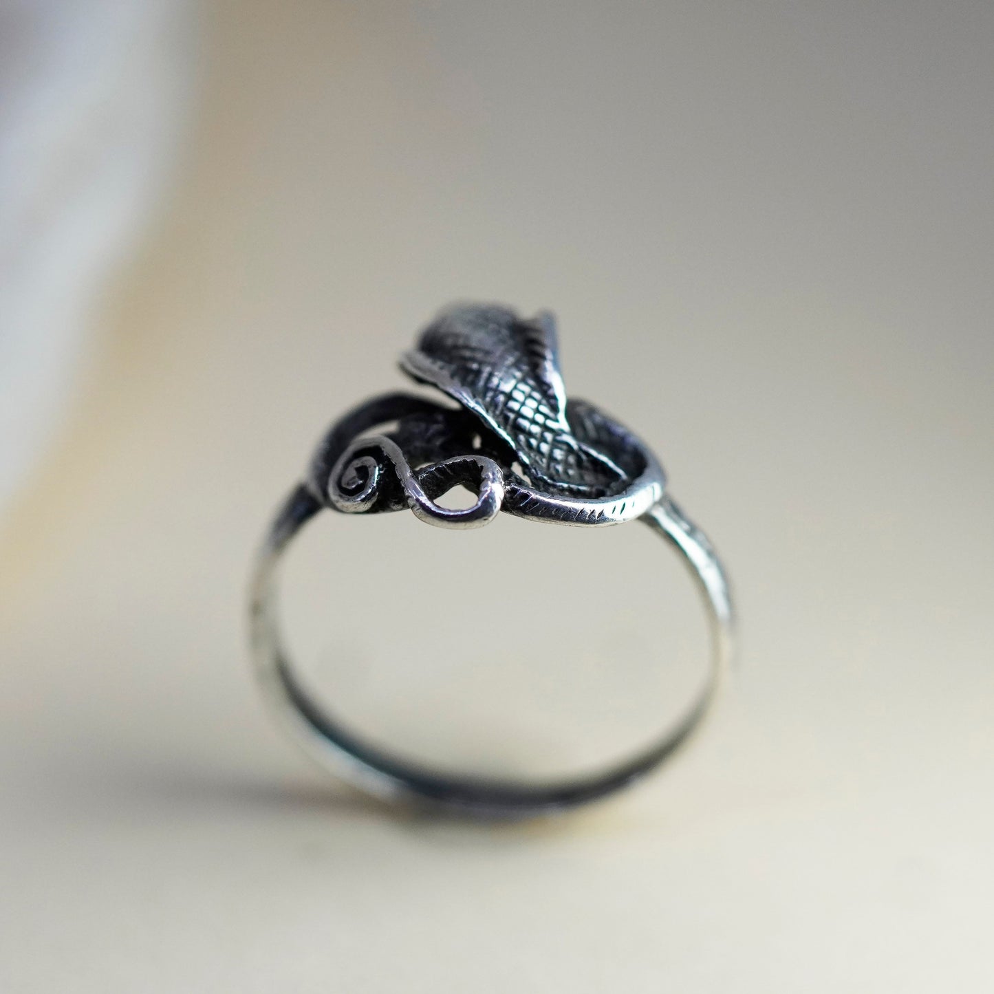 Size 8.25, vintage Sterling silver handmade ring, 925 snake band
