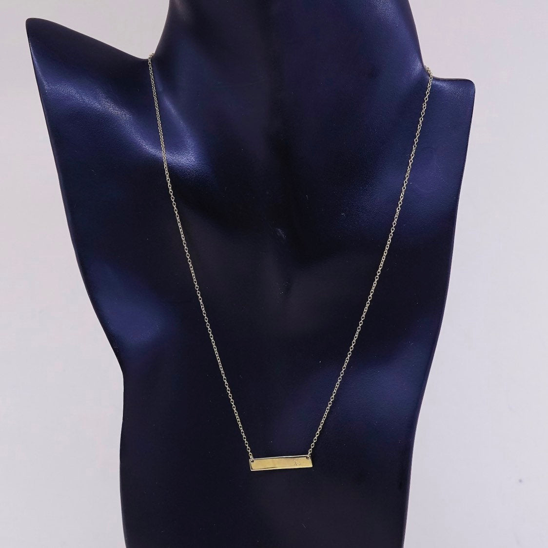 16+2", 1mm, vtg Vermeil gold sterling 925 silver chain w/ bar initial N pendant
