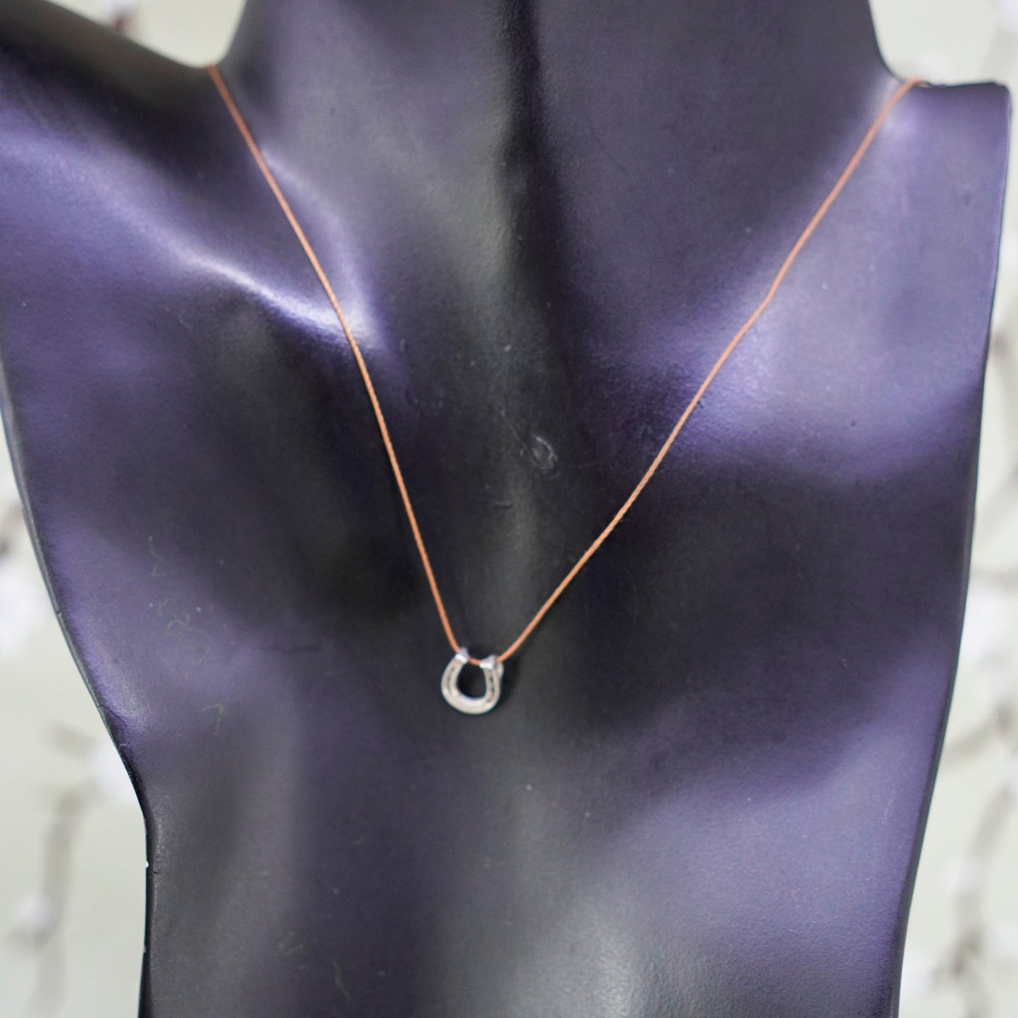 16” Sterling 925 silver handmade necklace, linen chain with horseshoe pendant