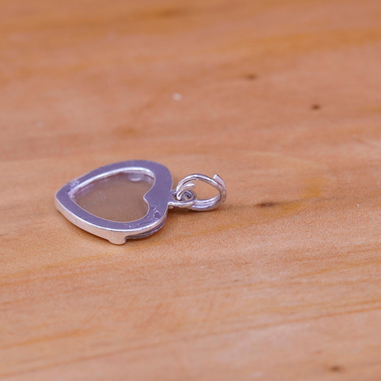 Vintage Sterling silver handmade charm, Mexico 925 heart photo pendant