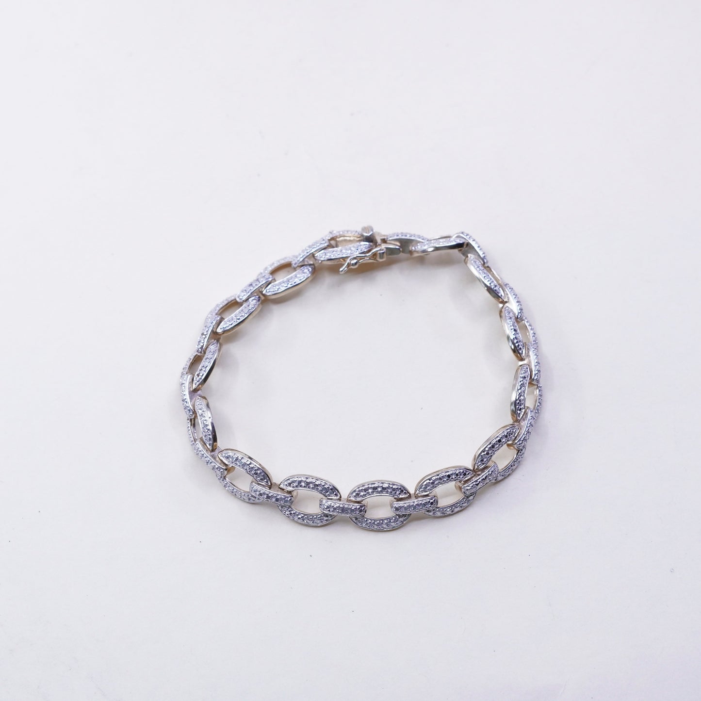 7.25”, vermeil gold over sterling silver tennis bracelet, 925 chain diamond