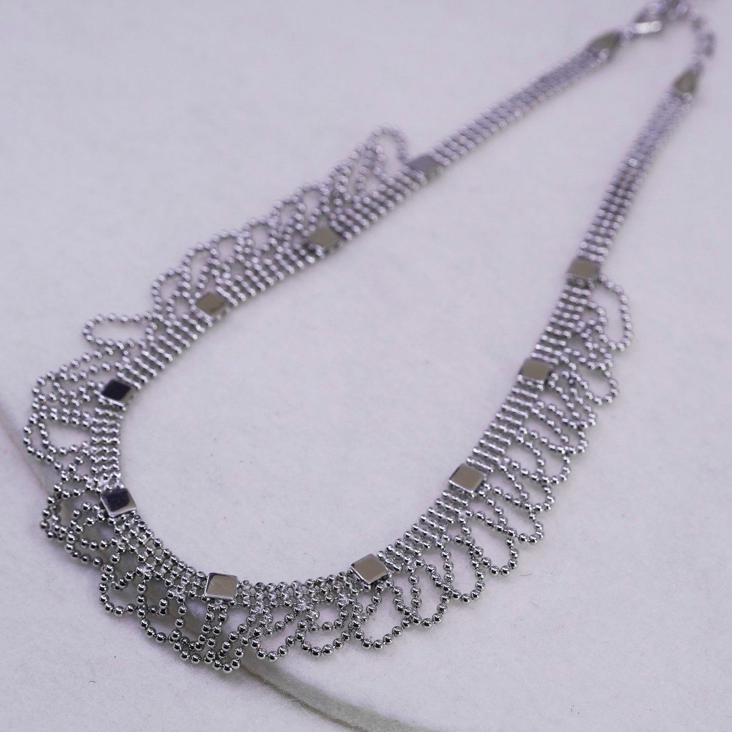 12+4”, vintage Sterling 925 silver multi strands choker collar necklace