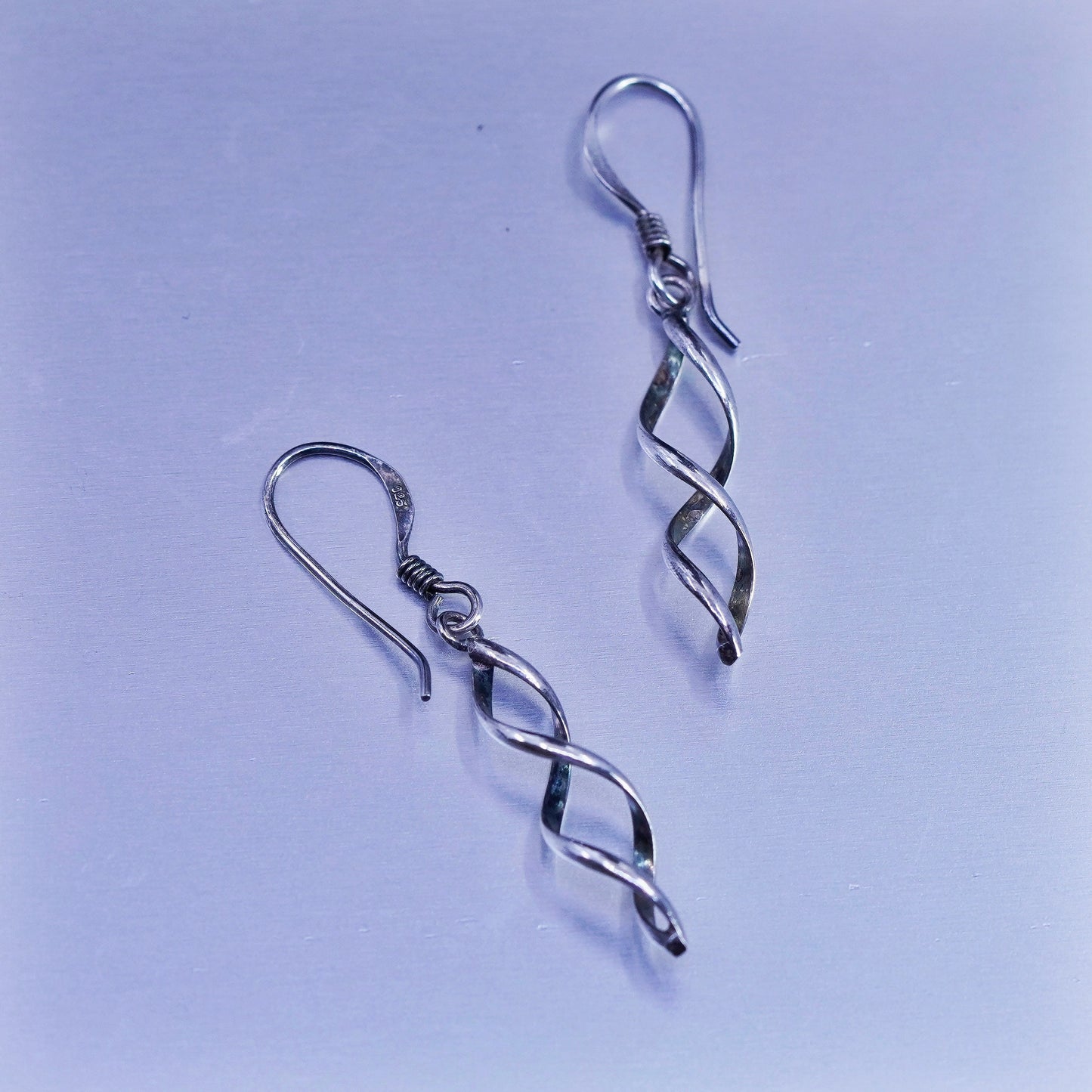Vintage Sterling 925 silver handmade twisted earrings drops