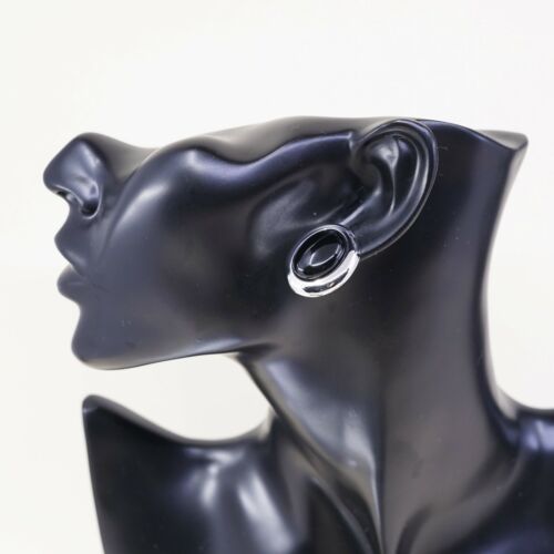 Vintage Sterling Silver Handmade Earrings, 925 Silver Studs W/ Obsidian