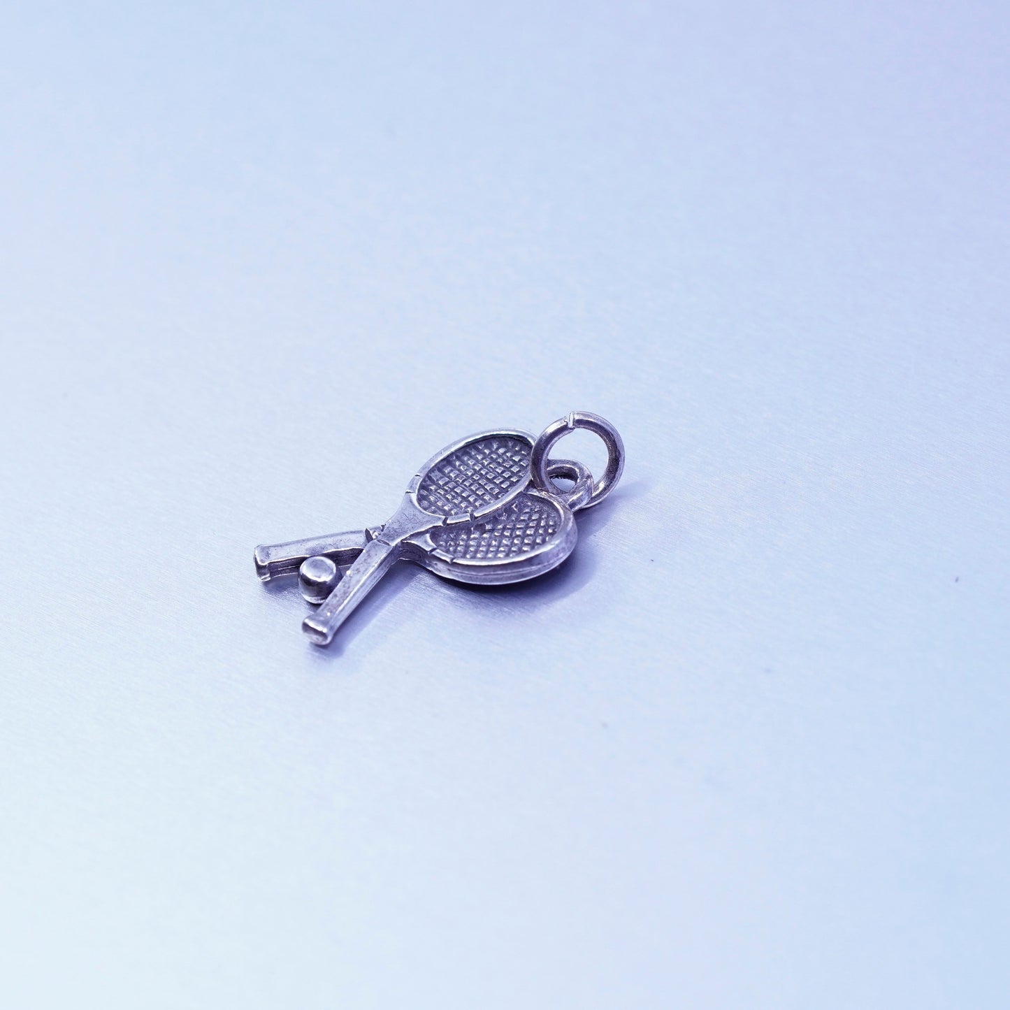 Antique Sterling silver handmade 925 tennis racket charm pendant
