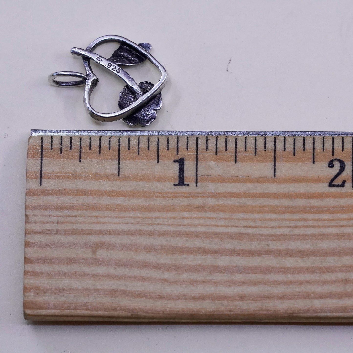 Vintage silpada Sterling silver handmade pendant, 925 heart charm with rose