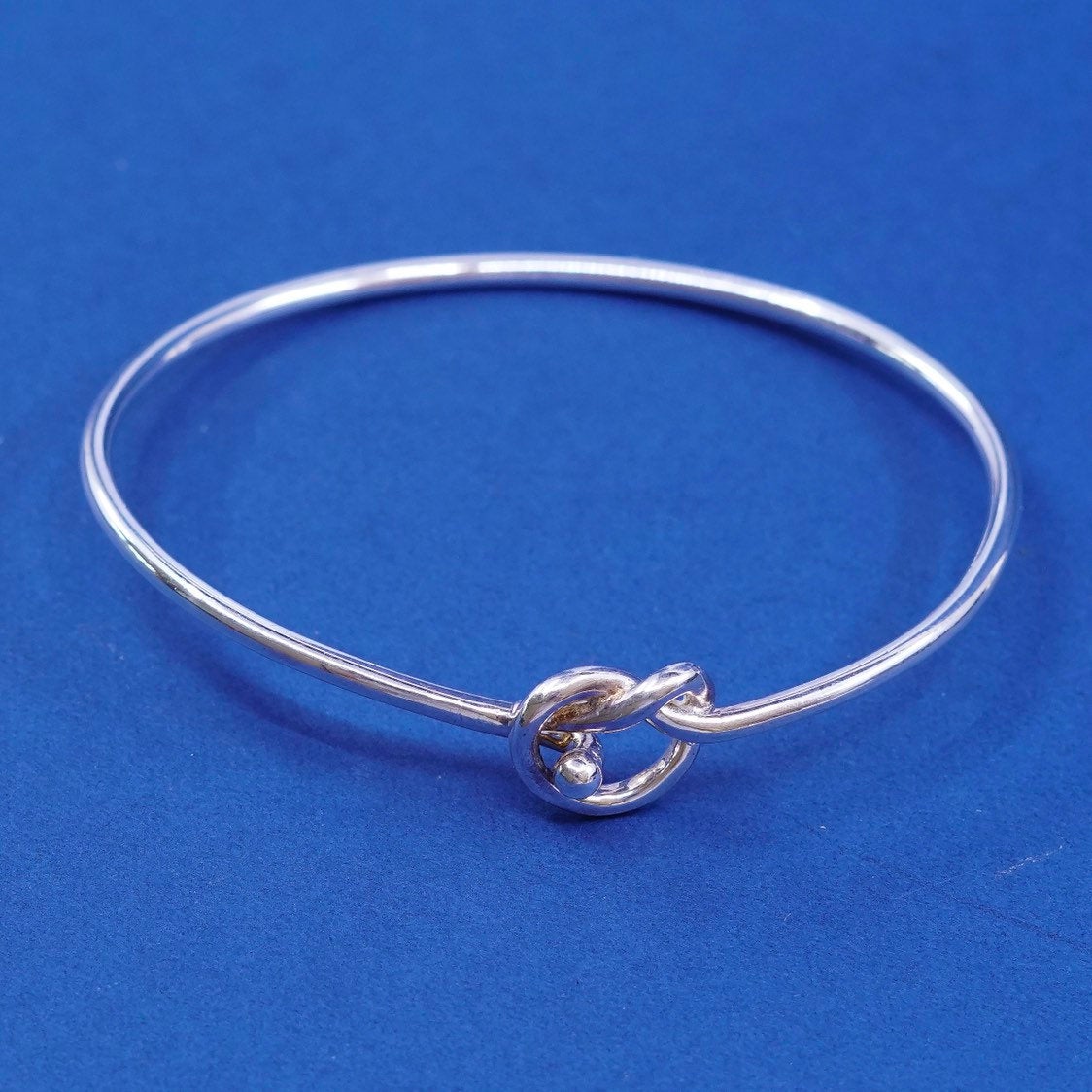 7", vtg Sterling silver handmade bracelet, 925 entwined knot cuff