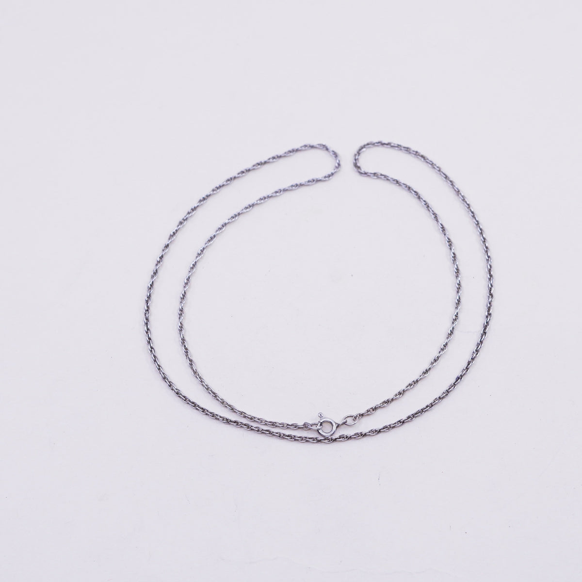20” 1mm, vintage sterling silver necklace, 925 Singapore rope chain