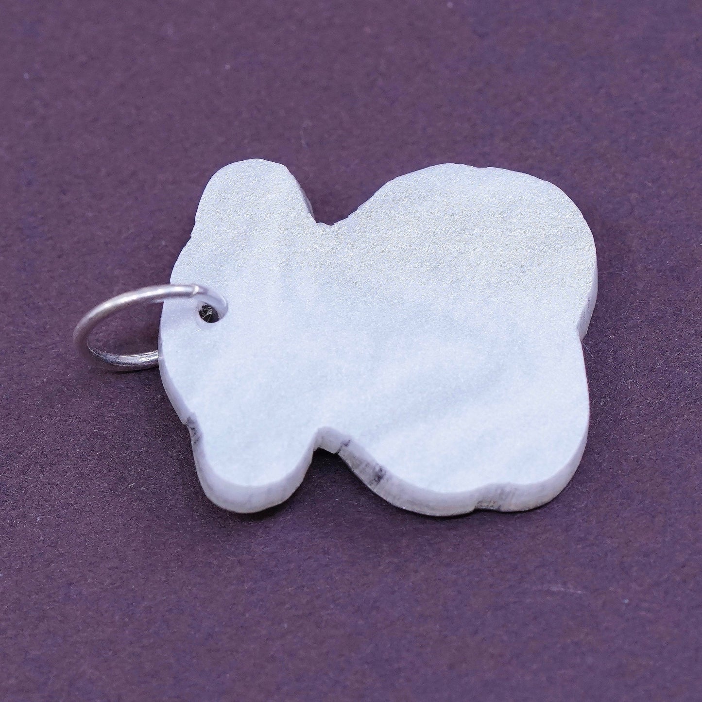vtg sterling silver handmade pendant, 925 mother of pearl teddy bear