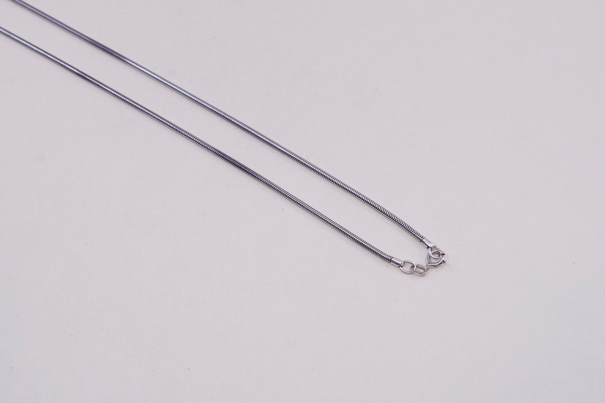 16”, 2mm, Italian sterling 925 silver twisted snake chain, necklace