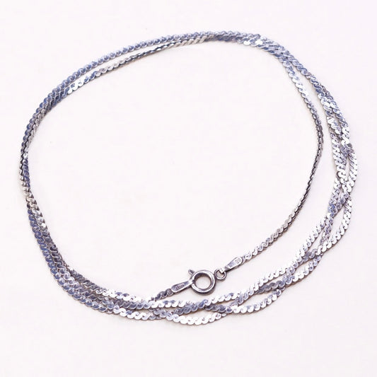 18", VTG Sterling silver handmade chain, 925 s-link woven necklace