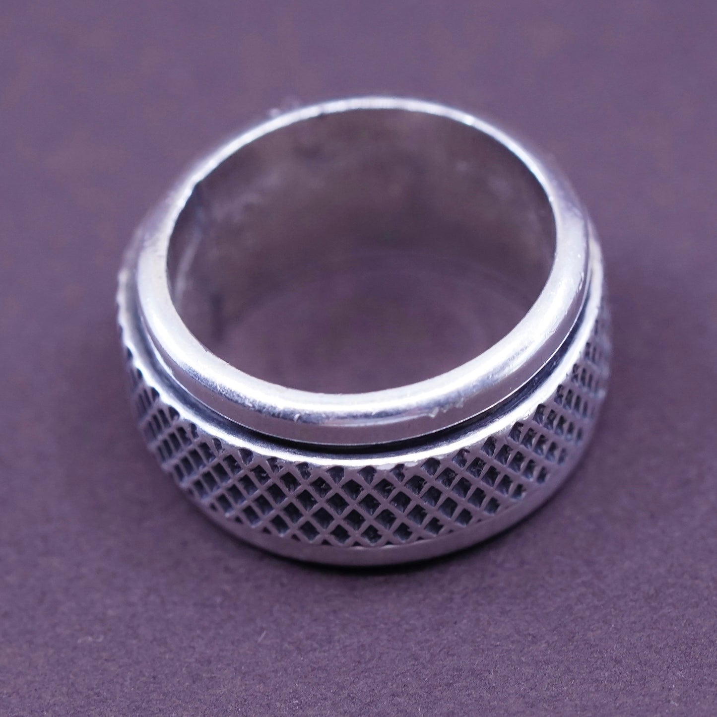 Size 6, vintage Sterling silver prayer ring, solid 925 silver spinner band