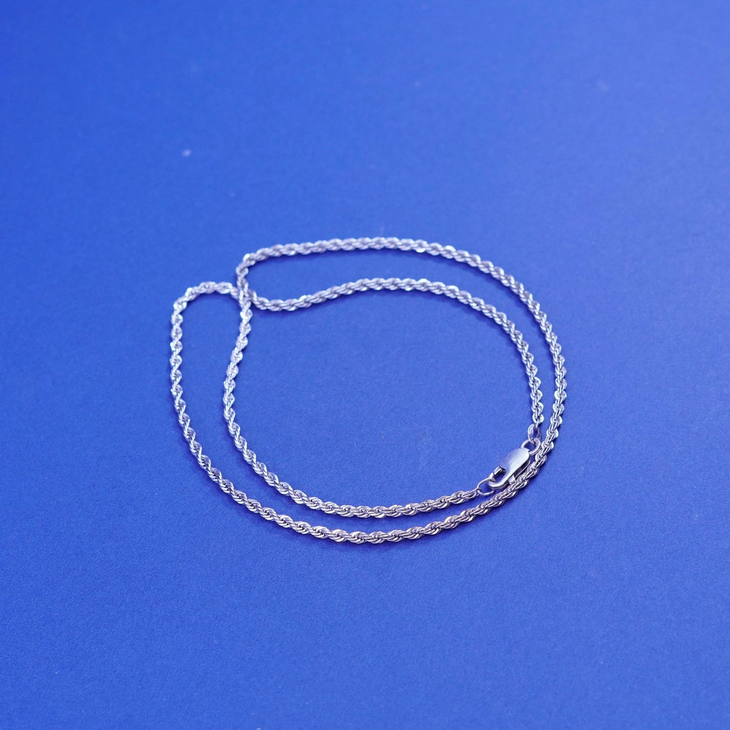 18”, 2mm, vintage Sterling silver handmade necklace, 925 rope chain