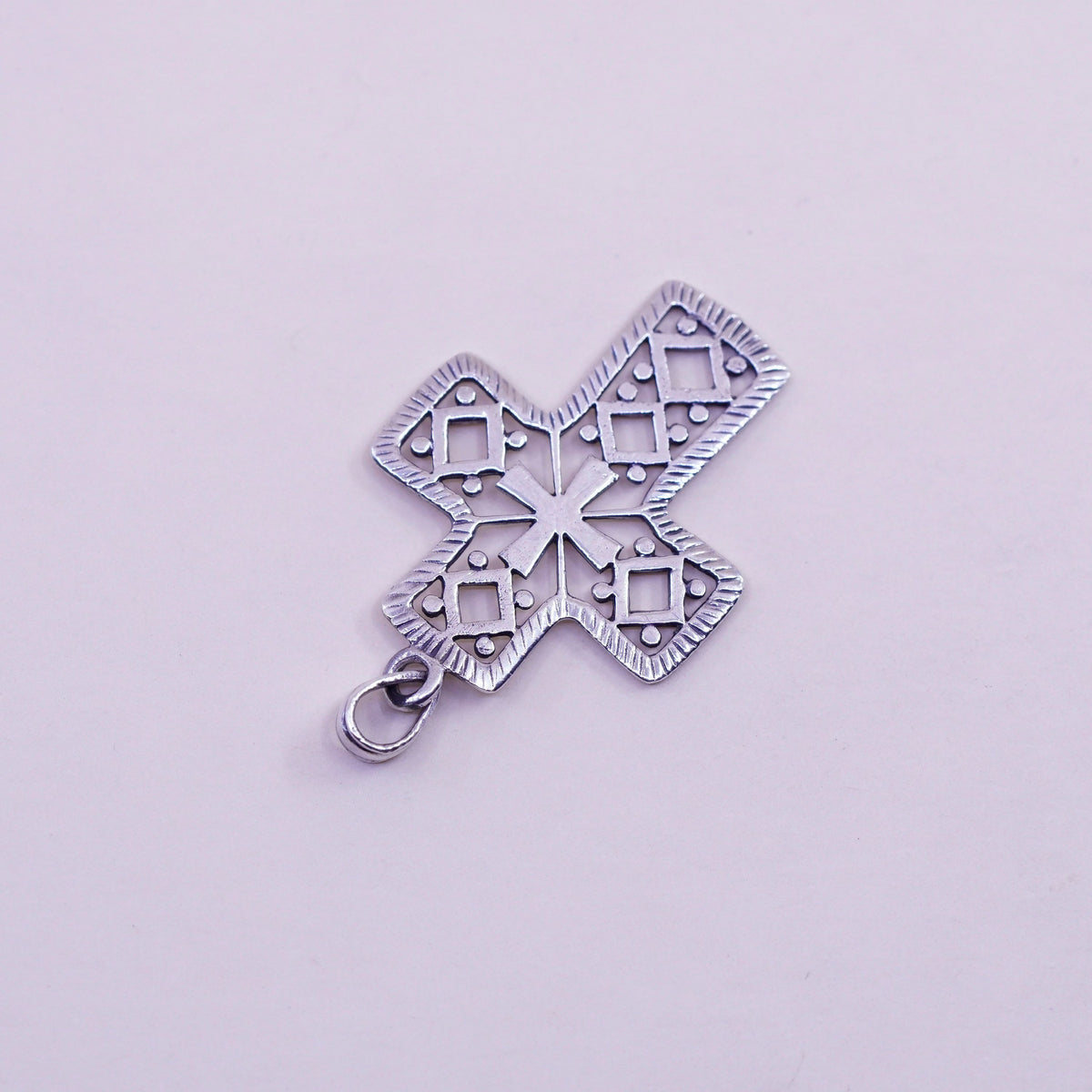Vintage handmade Sterling silver pendant, 925 filigree cross