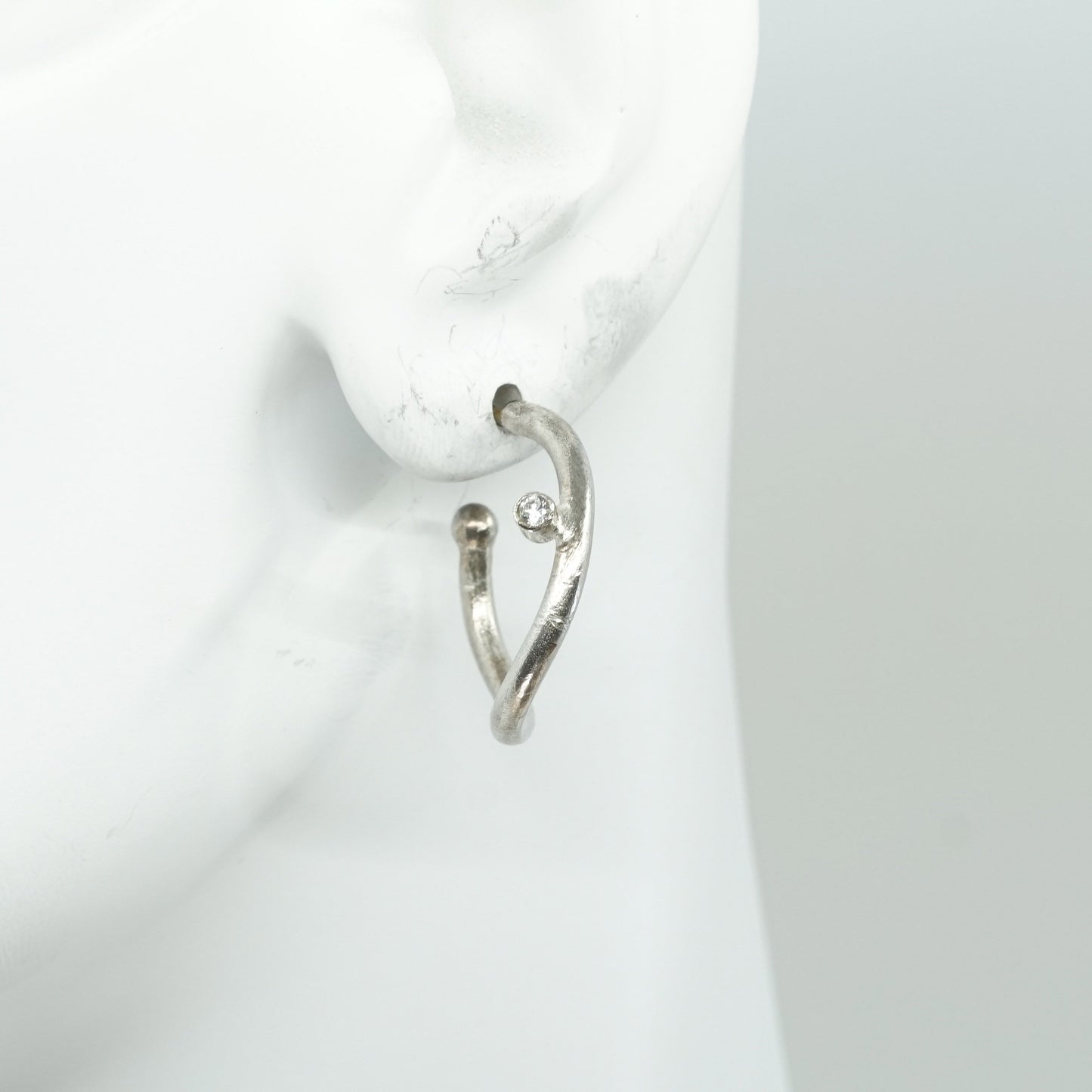 1", Sterling silver handmade hoops, 925 earrings w/ crystal, simple yet elegant