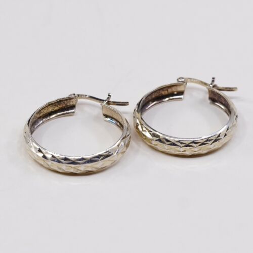 1”, Vintage Vermeil gold over Sterling Silver hoops. italy 925 Handmade Earrings