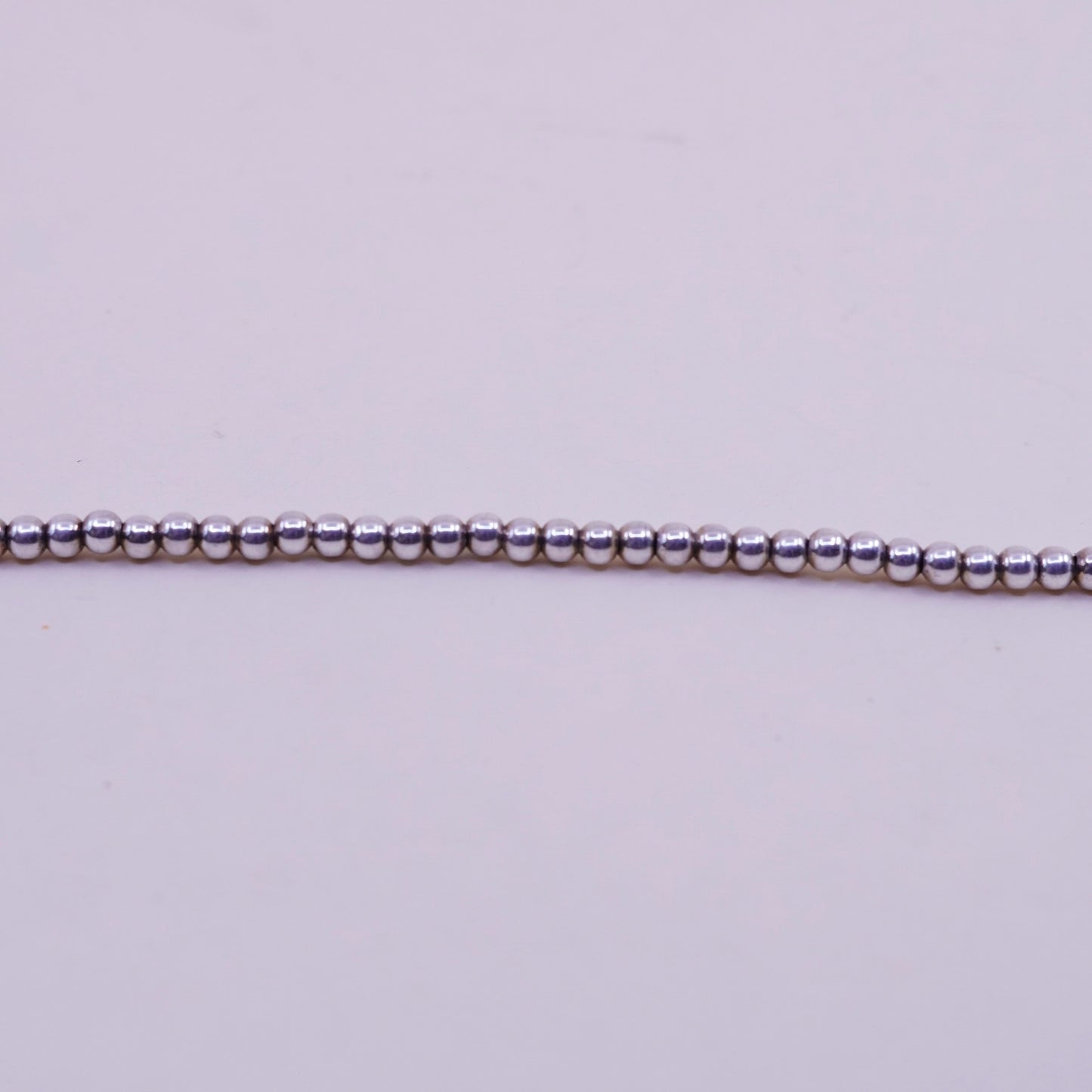 8”, 3mm, Vintage sterling silver bracelet, 925 beads chain with cross charm