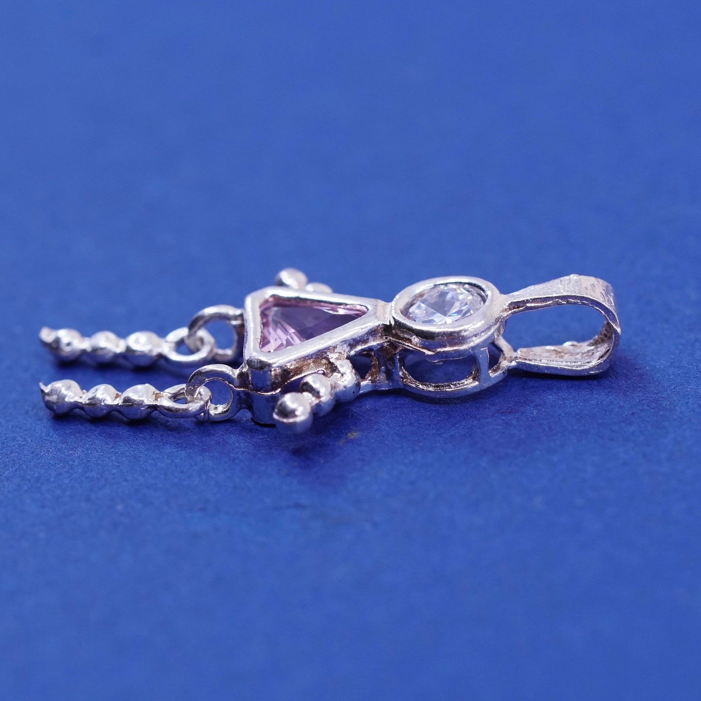Sterling silver handmade birthstone pendant, 925 girl figure with pink crystal