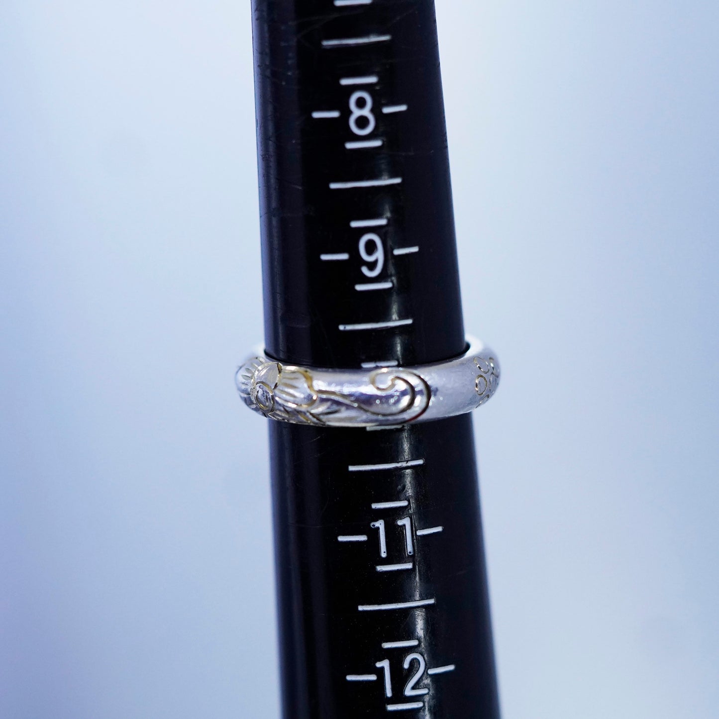 Size 10, southwestern Sterling 925 silver inspirational ring, band butterfly
