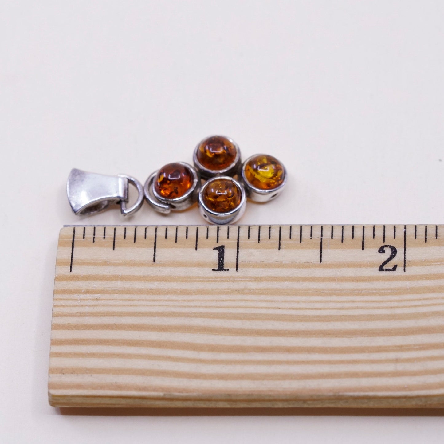 Vintage sterling 925 silver handmade cross pendant with amber