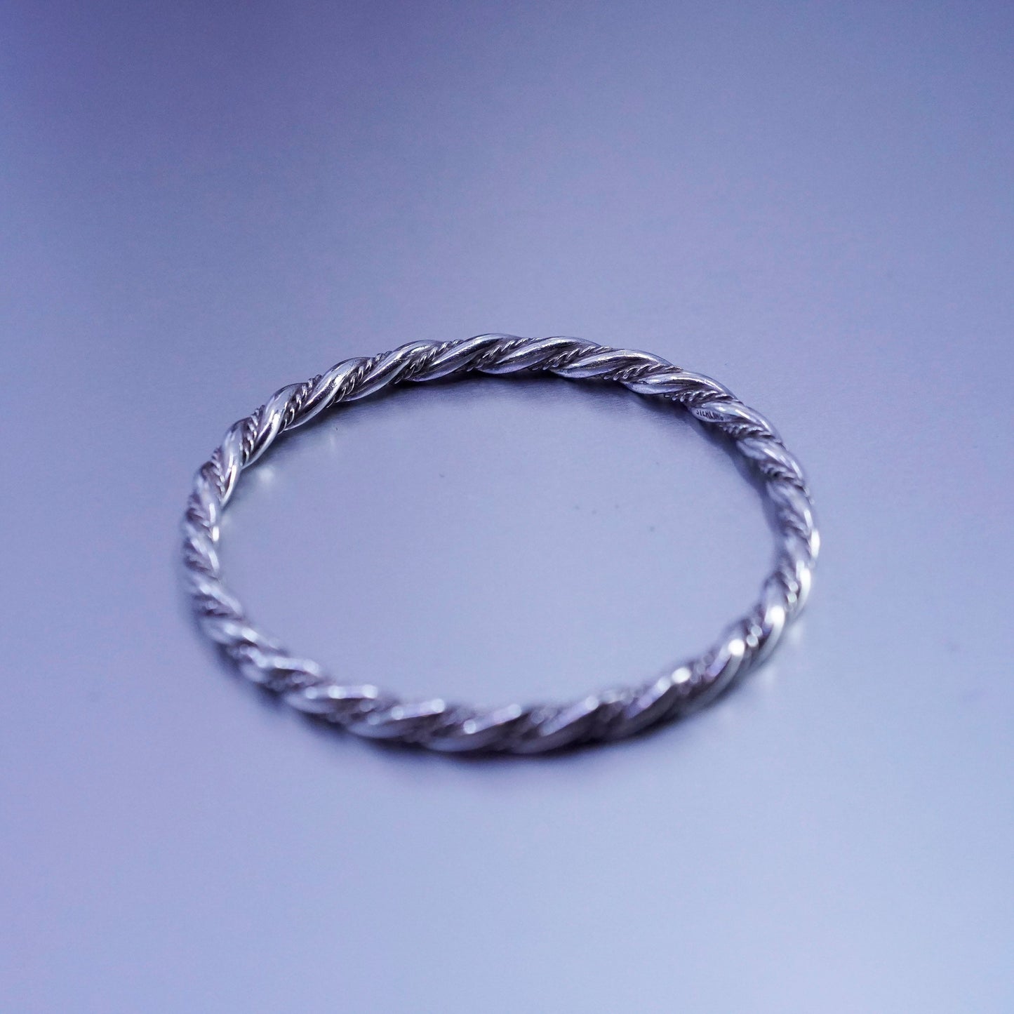 8”, Vintage Sterling 925 silver handmade bracelet, twisted cable bangle