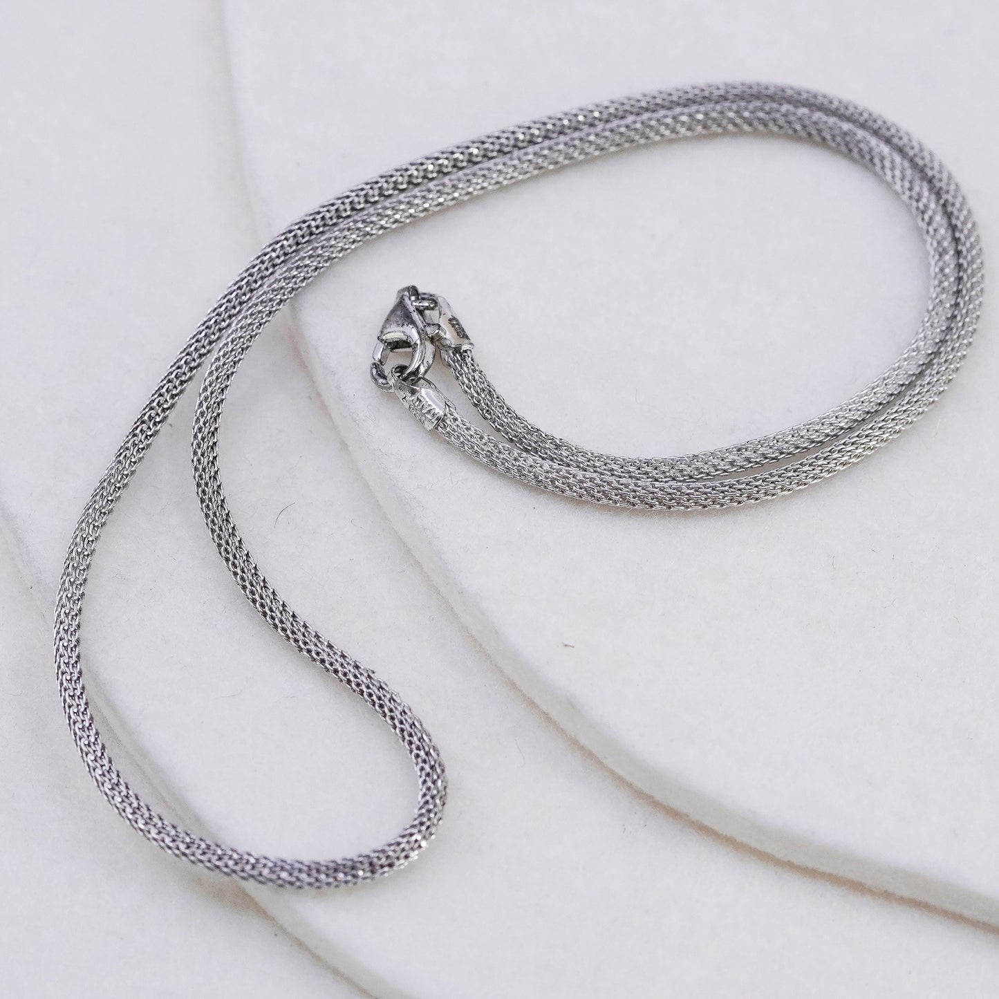 18” 3mm,, vintage Sterling 925 silver handmade mesh chain necklace