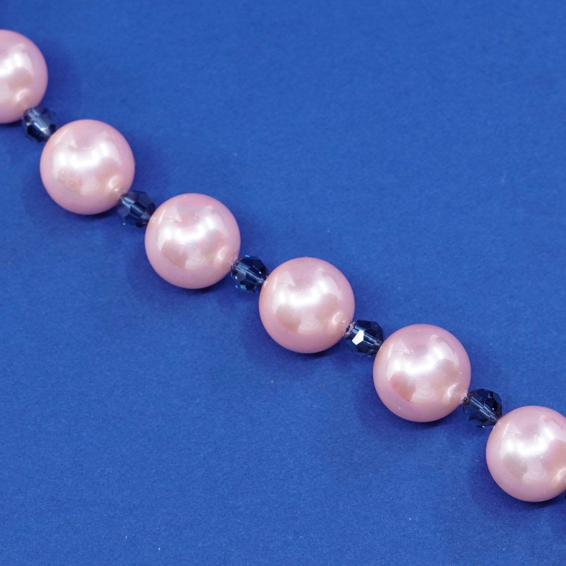 8.25", sterling silver handmade bracelet, pink pearl beads N 925 heart toggle