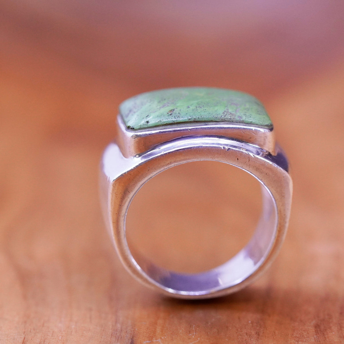 Size 6.75, vintage Sterling 925 silver handmade statement ring square turquoise