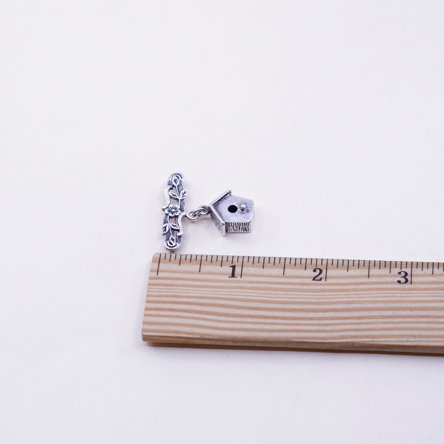 Vintage brown county sterling silver handmade brooch, 925 bird house pin