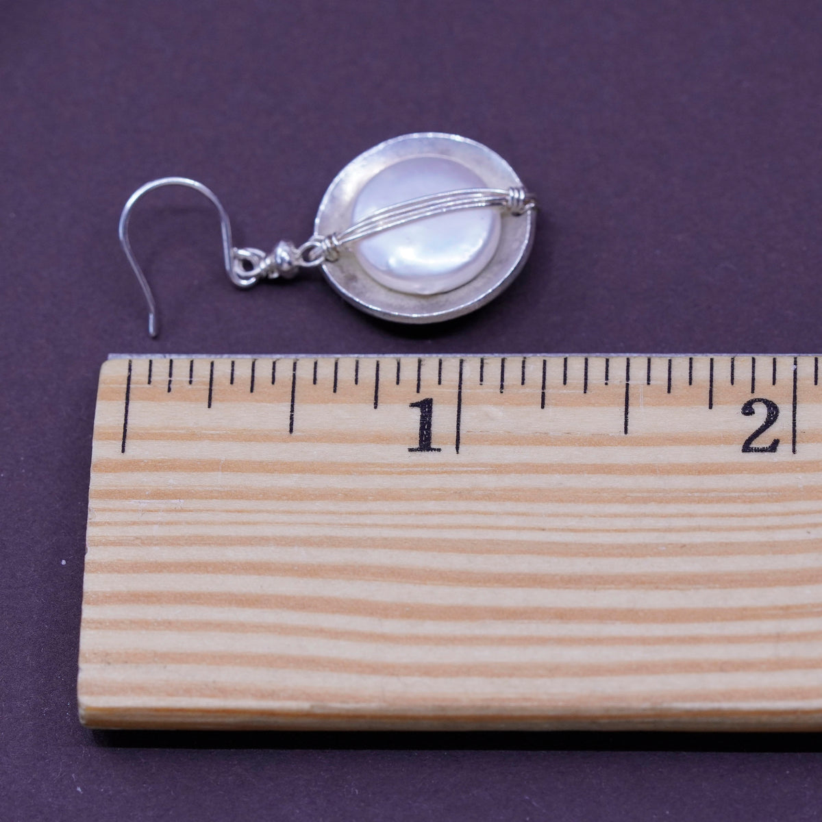 Retired Sterling 925 Silver 925 disc handmade Coin Pearl Earrings
