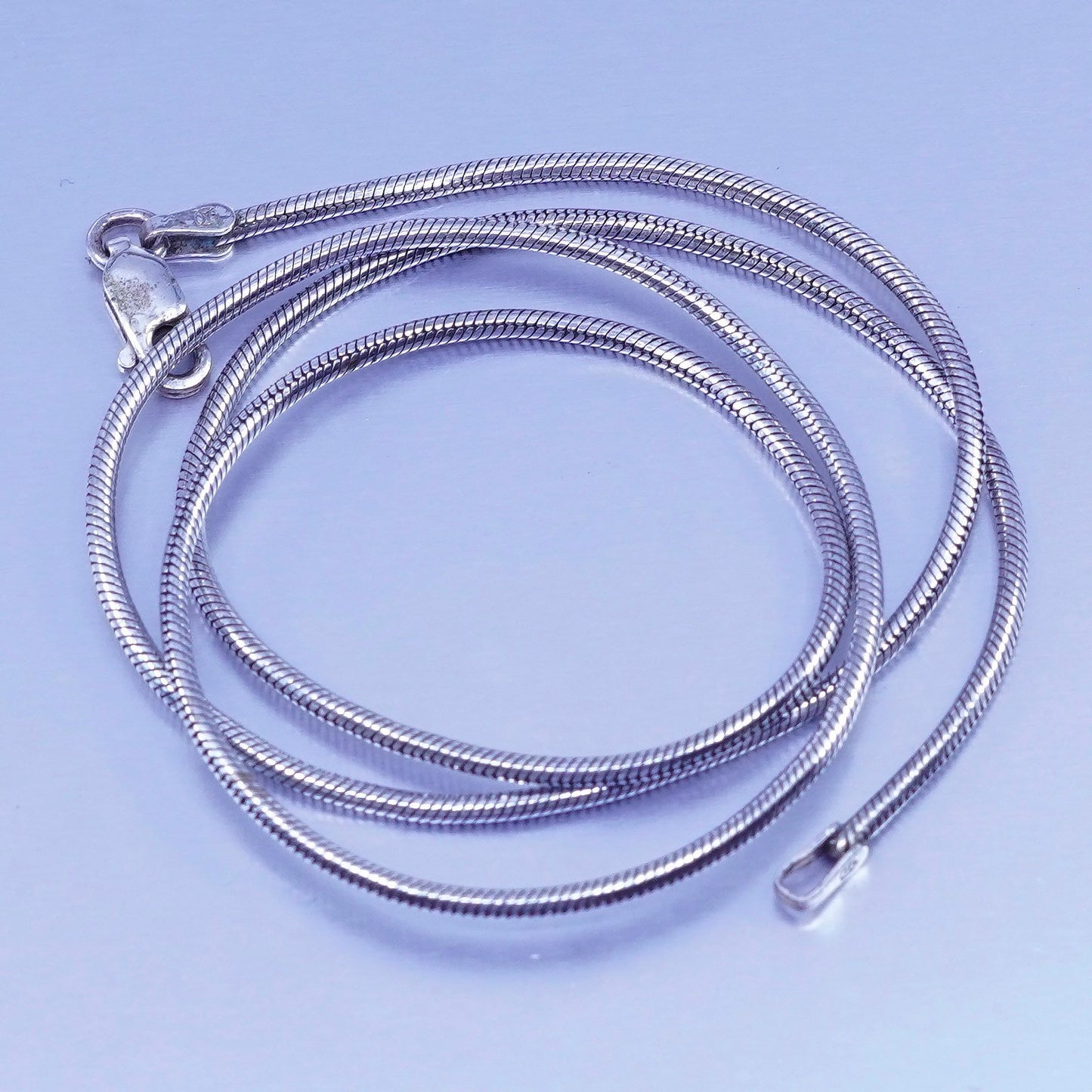 18” 1mm, vintage mongolia Sterling 925 silver snake chain necklace