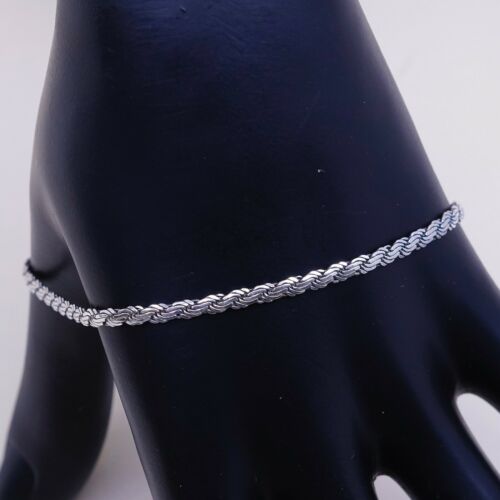 8”, 4mm, Sterling Silver Handmade Flatten Nugget Bracelet, Stamped 925 Italy