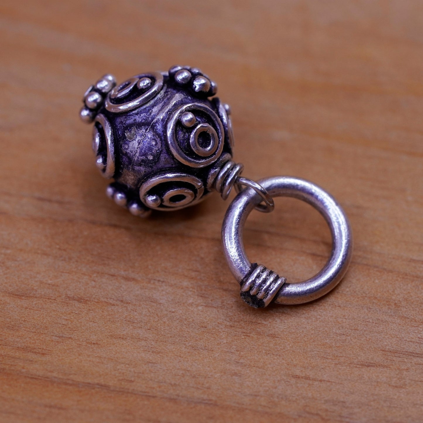 Vintage Sterling silver handmade pendant, 925 bead charm