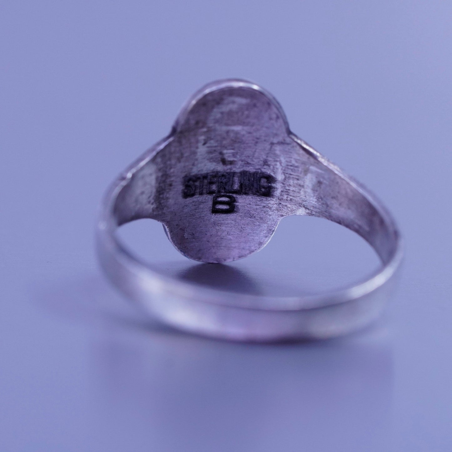 Size 4, Sterling silver handmade ring, 925 Camp Fire Girl Wood Gatherers band